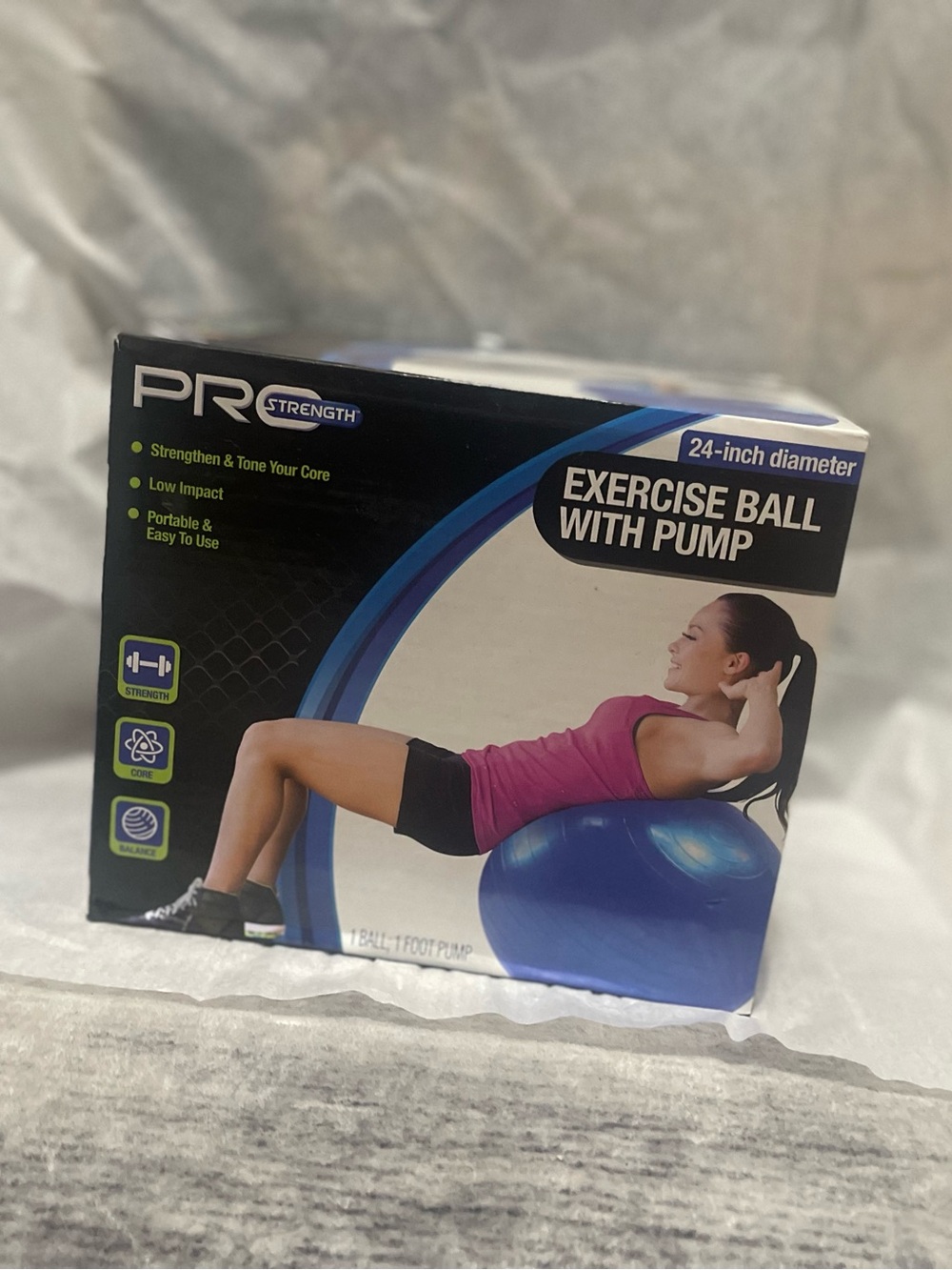 24-inch Blue Exercise Ball with Pump